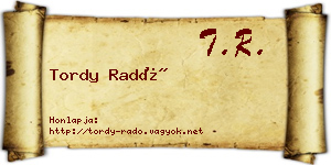 Tordy Radó névjegykártya